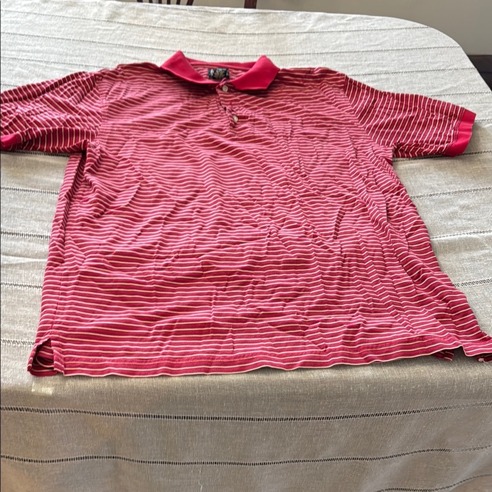 Men's Red Striped Polo Shirt